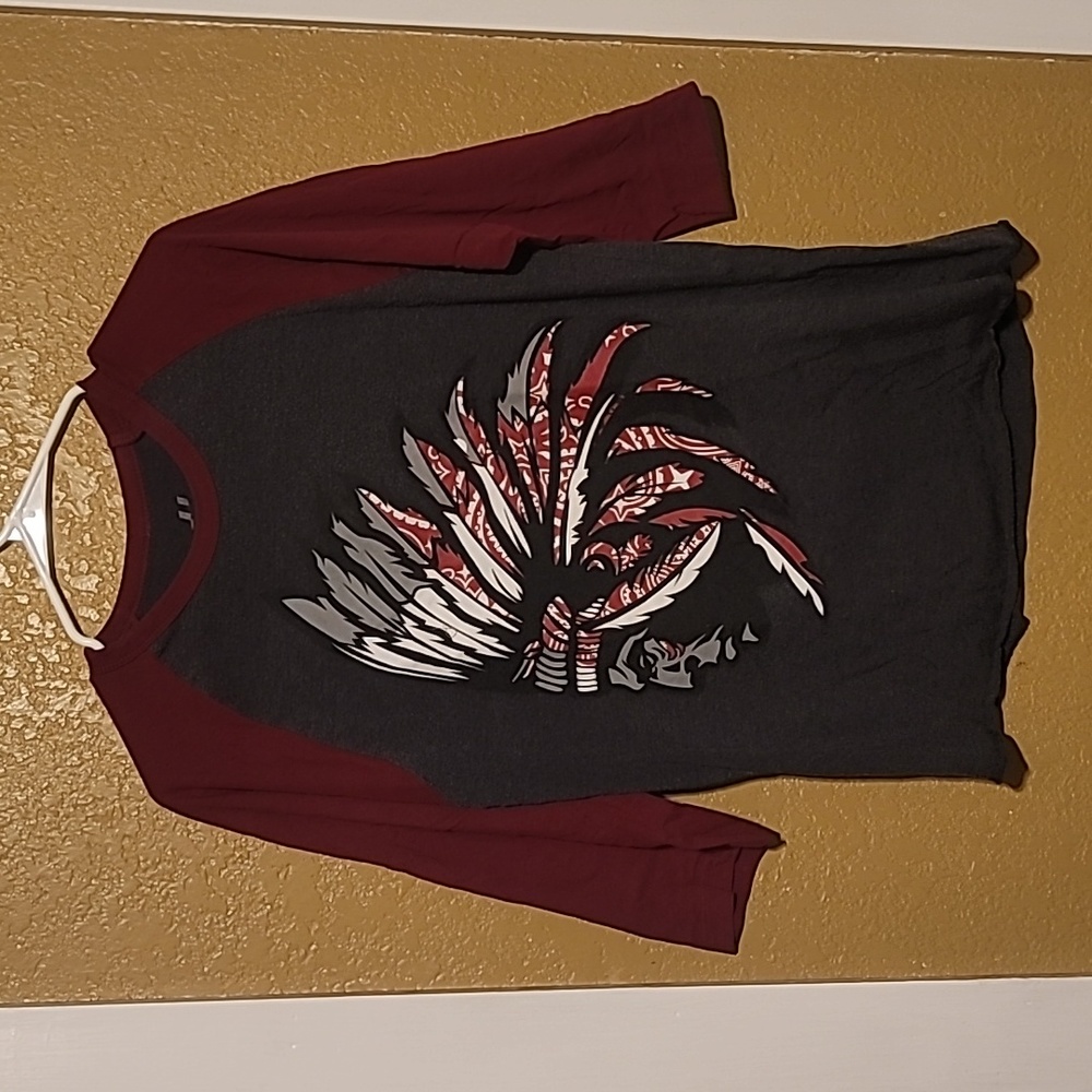 M Native American in WarBonnet Baseball style 3/4 sleeve Shirt